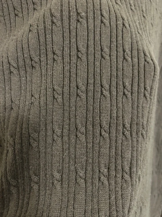 Kim Rogers Chocolate Brown Cotton Cable Knit Button Shoulder Crewneck Sweater L - Picture 14 of 15